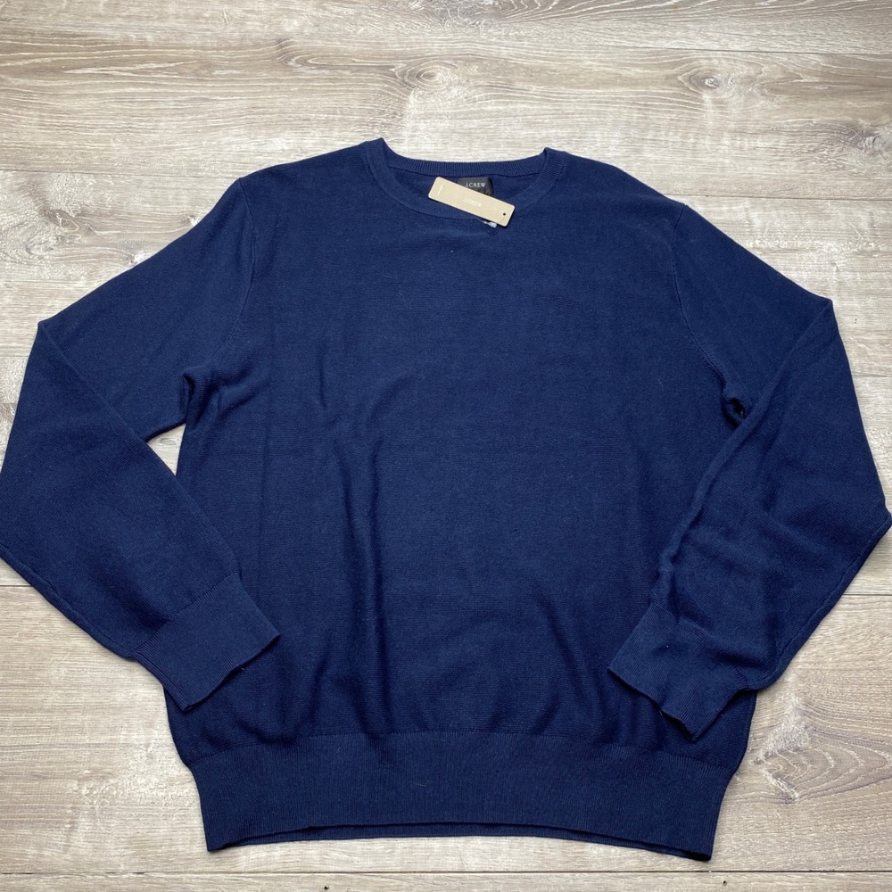 J.Crew Sweater Mens L Navy Blue Cotton Crewneck Long Sleeve Casual Layering